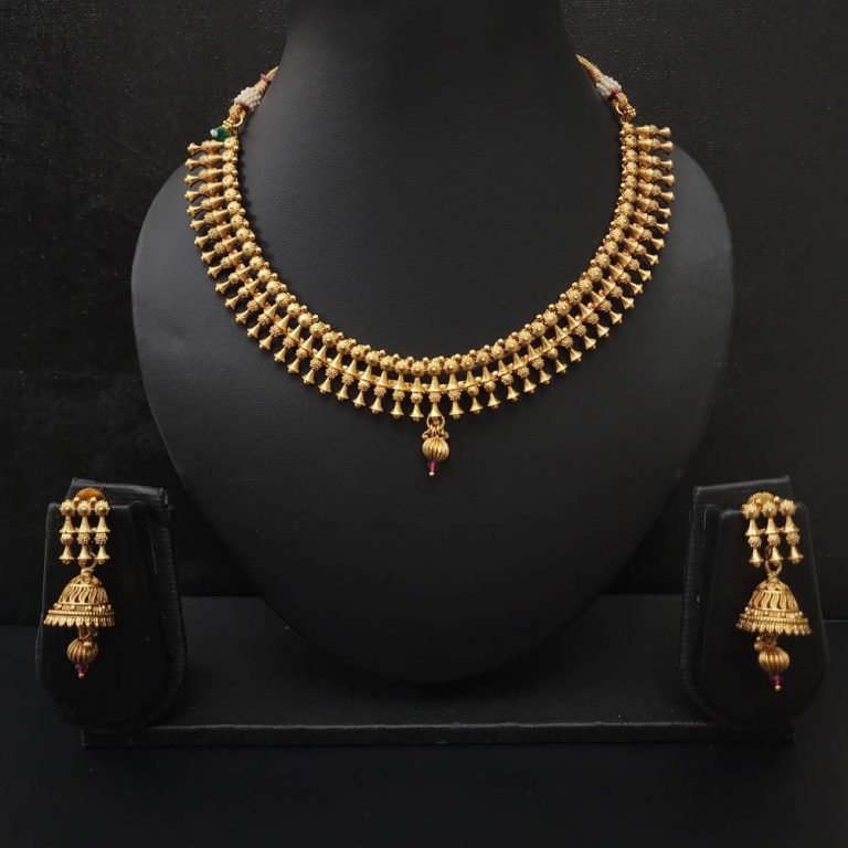 Antique Plain Matte Gold Necklace With Matte Gold Plating